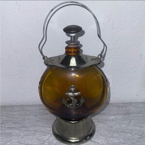 Vintage Musical Nautical Decanter Amber Glass Plays “How Dry I Am” Lantern